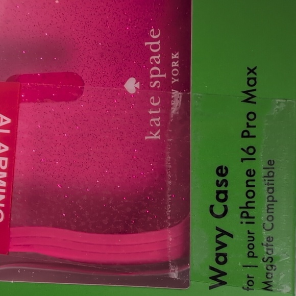 Kate Spade Pink Glitter Wavy iPhone 16 Pro Max Case - Picture 2 of 5